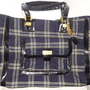 Juicy Couture Nicola Wool Blue Plaid XL Tote